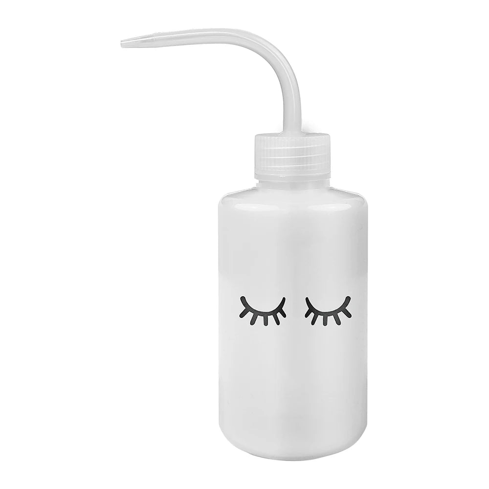 1PCS Plastic Eyelash Cleaning Bottle with Elbow Brush Water Squeeze Dropper for Lash Bath and Primer Application