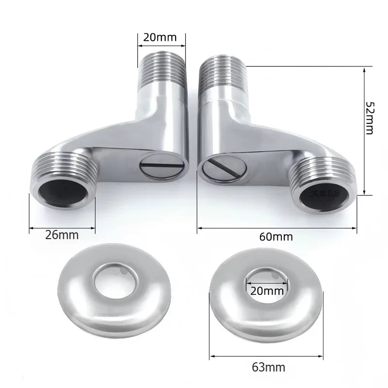 Robinet d'angle réglable en largeur, pièce adaptatrice de robinet de douche de remplacement, accessoires de salle de bain muraux en acier inoxydable, 2 pièces/ensemble