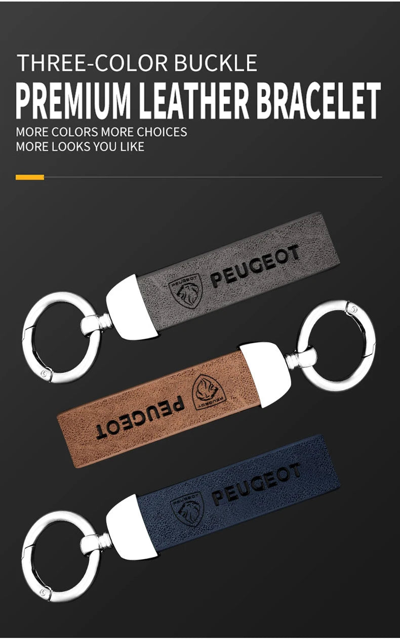 Leather Zine Alloy Car Smart Key Case Shell Cover Protector Fob For Peugeot 308 408 508 2008 3008 4008 5008 Keychain Accessories