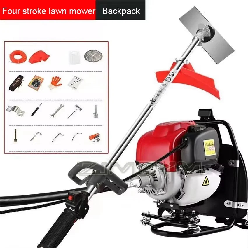 Four-stroke Backpack Lawn Mower Agricultural Grass Cutter Garden Tools High Power Engine Lawn Mower 0.9kw 7000r/min