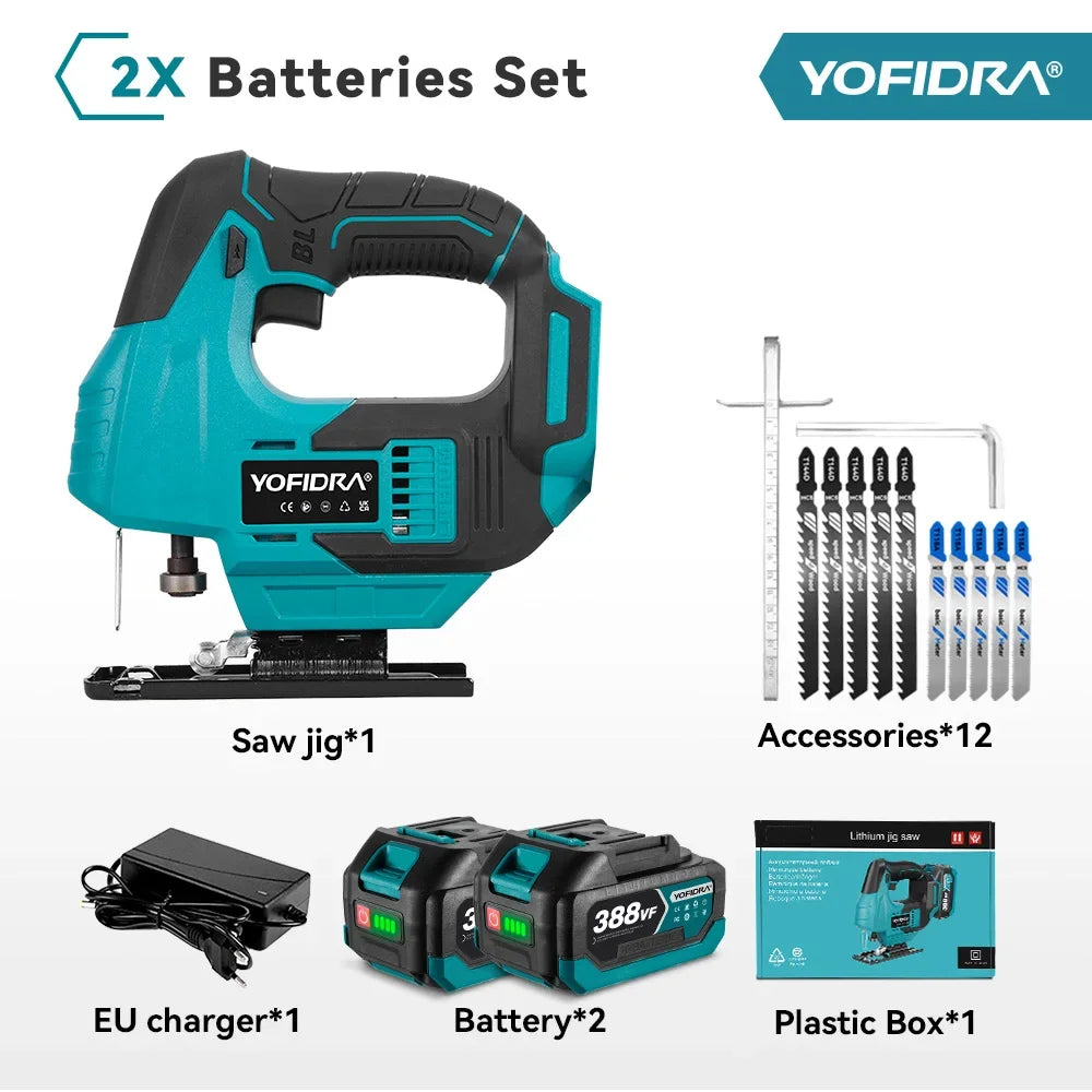 Scie sauteuse électrique sans fil YOFIDRA 19 mm, laser infrarouge, coupe curviligne, vitesse variable, multifonction, pour batterie Makita 18 V