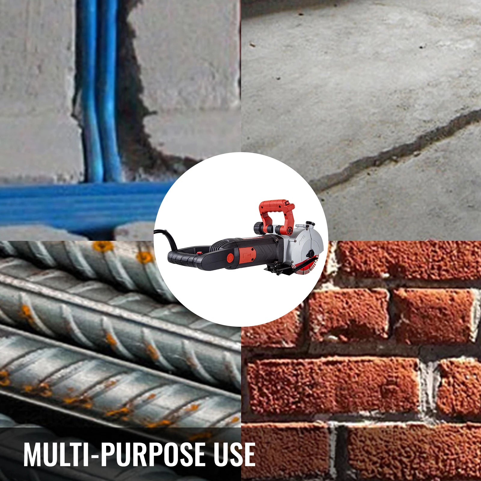 SucceBuy Max Rainureuse Murale 4800W Découpeuse à Béton Électrique avec Visée Laser Machine à Rainurer 125mm Scie Circulaire Outil de Coupe