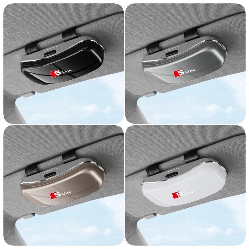 Car Emblem Sun Visor Glasses Case Sunglasses Storage Gift Box For Audi Sline A3 A4 A5 A6 A7 A1 A2 A8 Q1 Q2 Q3 Q4 Q5 Q6 Q7 Q8 TT