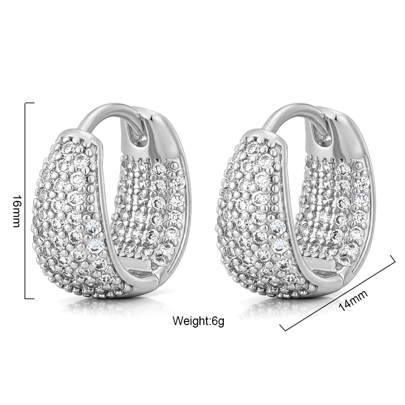 Fashion Zirconia U Shape Huggie Hoop Earrings For Women Geometric Ear Buckle Bridal Wedding Engagement Earrings Daily Jewelry