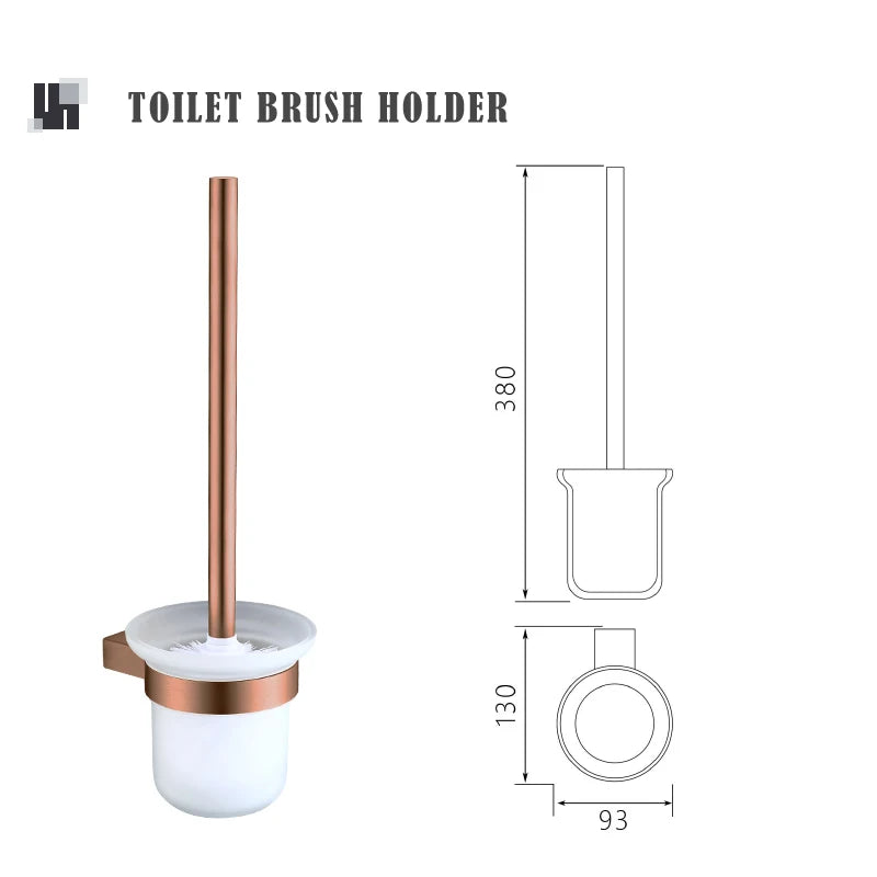 Brushed Rose Gold Storage Rack Towel Bar Tissue Holder Bathrobe Hook Cup Holder Toilet Brush Soap Dish Bathroom Accessories