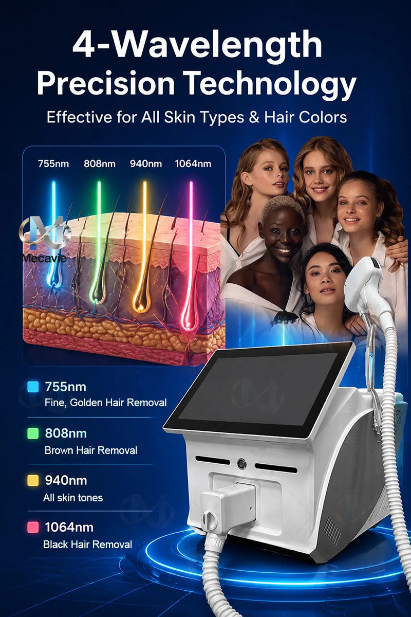 Latest 5000W Diode Laser painless permanent hair removal FAC advanced technology with 4 Waves Salon Exclusive Full Certificate
