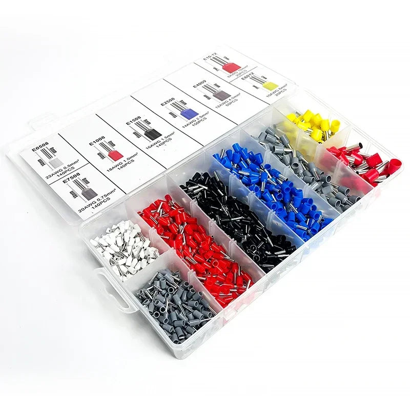 Bulk Copper Crimp Terminals 200-1900Pcs | E1508/E1008 Ring Connectors for Cable Wiring & Auto Repair