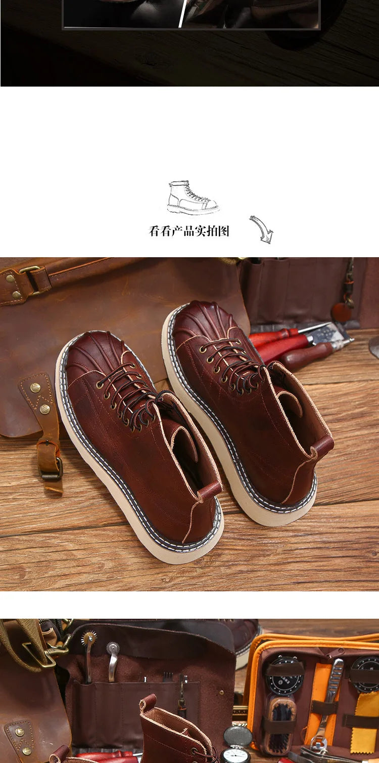New Fashion Vintage British Men Leather Shoes Casual Round Toe Ankle Boots Spring Autumn Business Dress Chelsea Boots