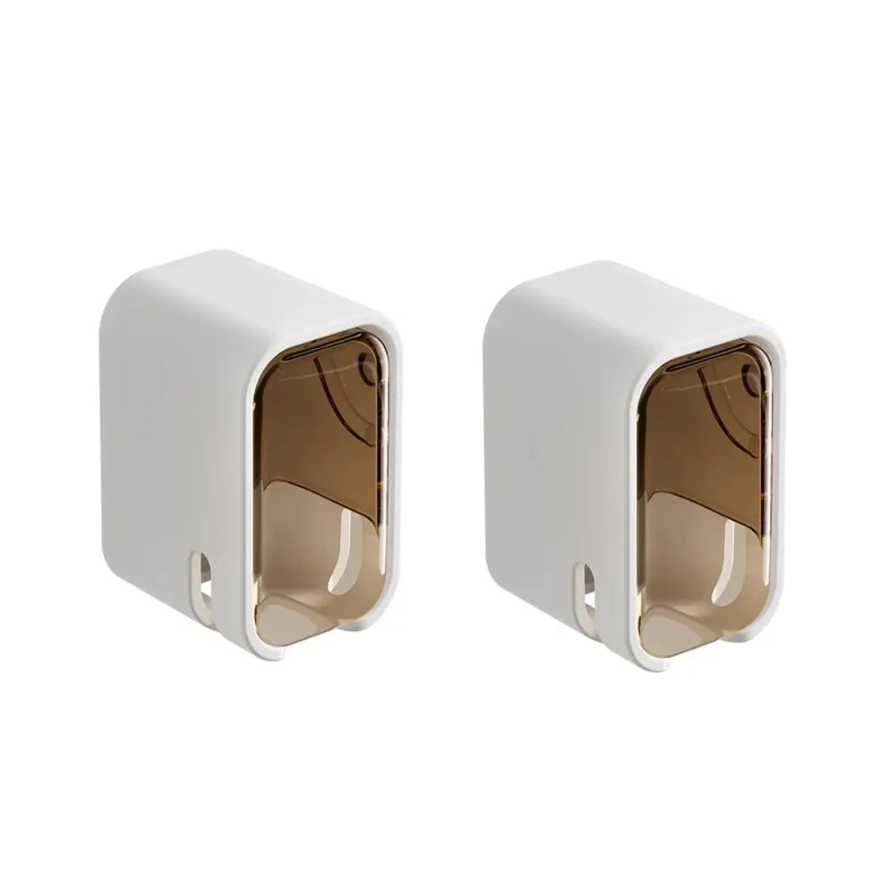 2PCS Toothbrush Holder Flip-top Wall Mounted Toothbrush Rack Dustproof Toothbrush Storage Box Bathroom Electric Toothbrush Shelf