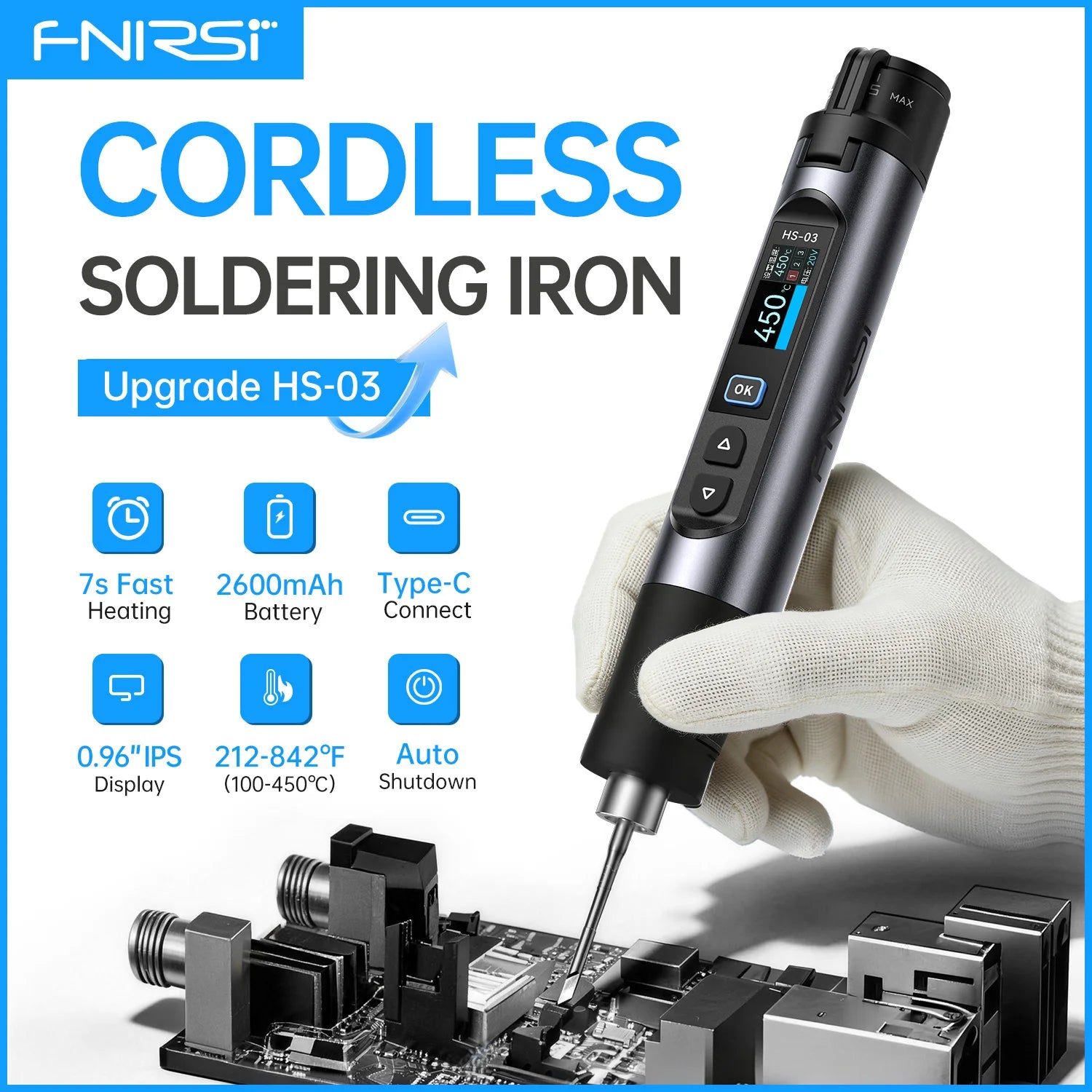 FNIRSI HS-03 Cordless Soldering Iron