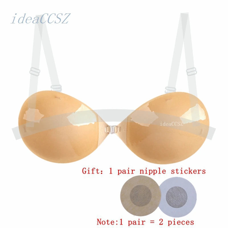 Backless Strapless Woman Bra for Dress Push Up  Adhesive Invisible Bras with Transparent Straps Sexy Silicone Underwear Lingerie