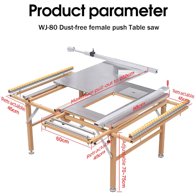 Multi-functional Push Table Saw Precision Guide Rail Folding Electric Panel Saw Kit with Cutting Saw Banding Machine Option Saw