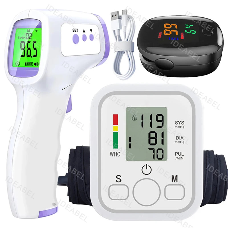 Digital Arm Blood Pressure Meter Cuff Medical Automatic Pressure Tonometer Tensiometer Heart Rate Pulse Meter BP Monitor Healthy