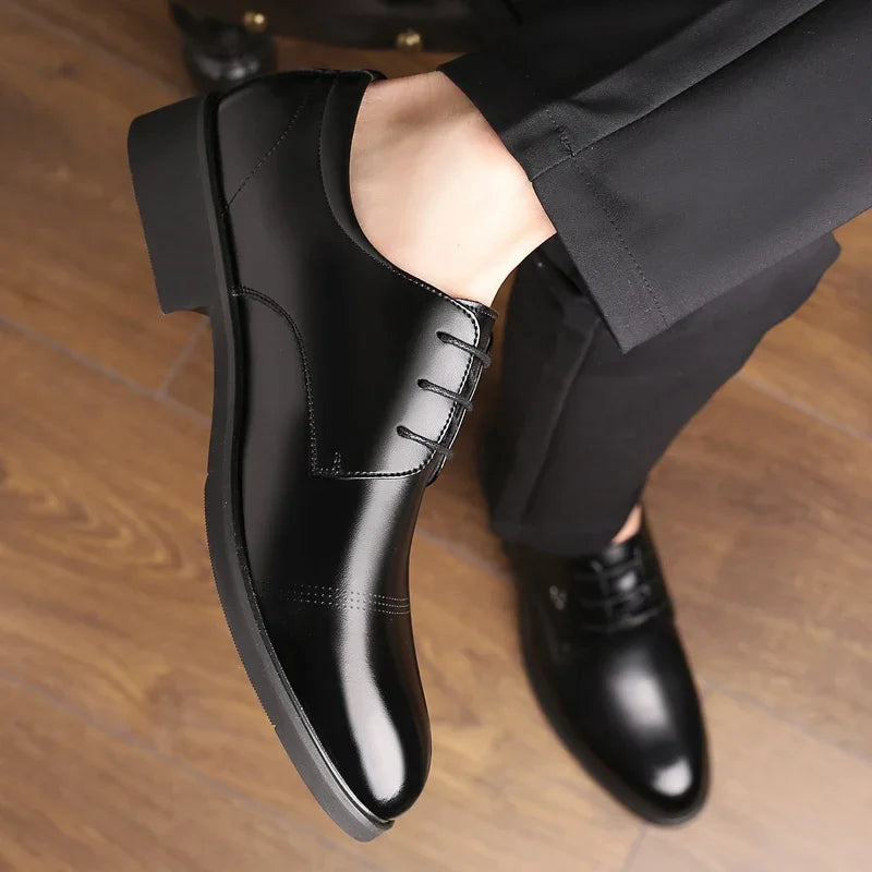 2025 Formal Height Increasing Shoes Man Taller Elevator 6CM Invisible Insole For Men Heighten Increased Oxfords Business Lift