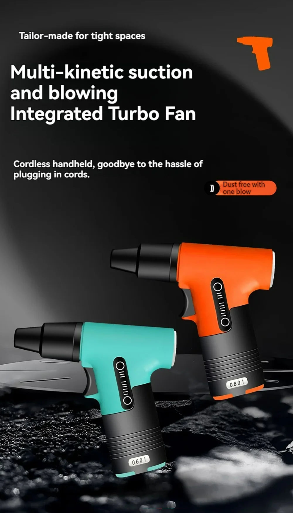 3000mAh 7.4V 130000RPM Brushless Jet Fan Super Strong Blower 3 Speed Blowing Suction Dual-Purpose Turbo Fan Powerful Air Blower