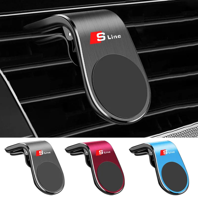 Car Magnetic L-shaped GPS Phone Holder Air Outlet Clip For Audi Q7 Q3 Q5 R8TT S5 S6 RS Sline Quattro A4 A5 A6 RS4 S3 RS5 RS6 RS7