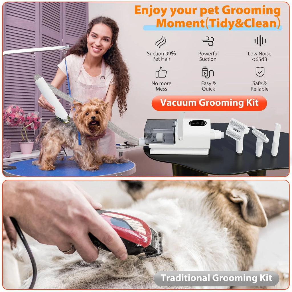 All-in-One Pet Grooming Vacuum Dryer Clipper Kit Professional Dog Cat Hair Vacuum Blower Trimmer Set Pet Hair trimmer with vacuum Blower professional dog grooming kit