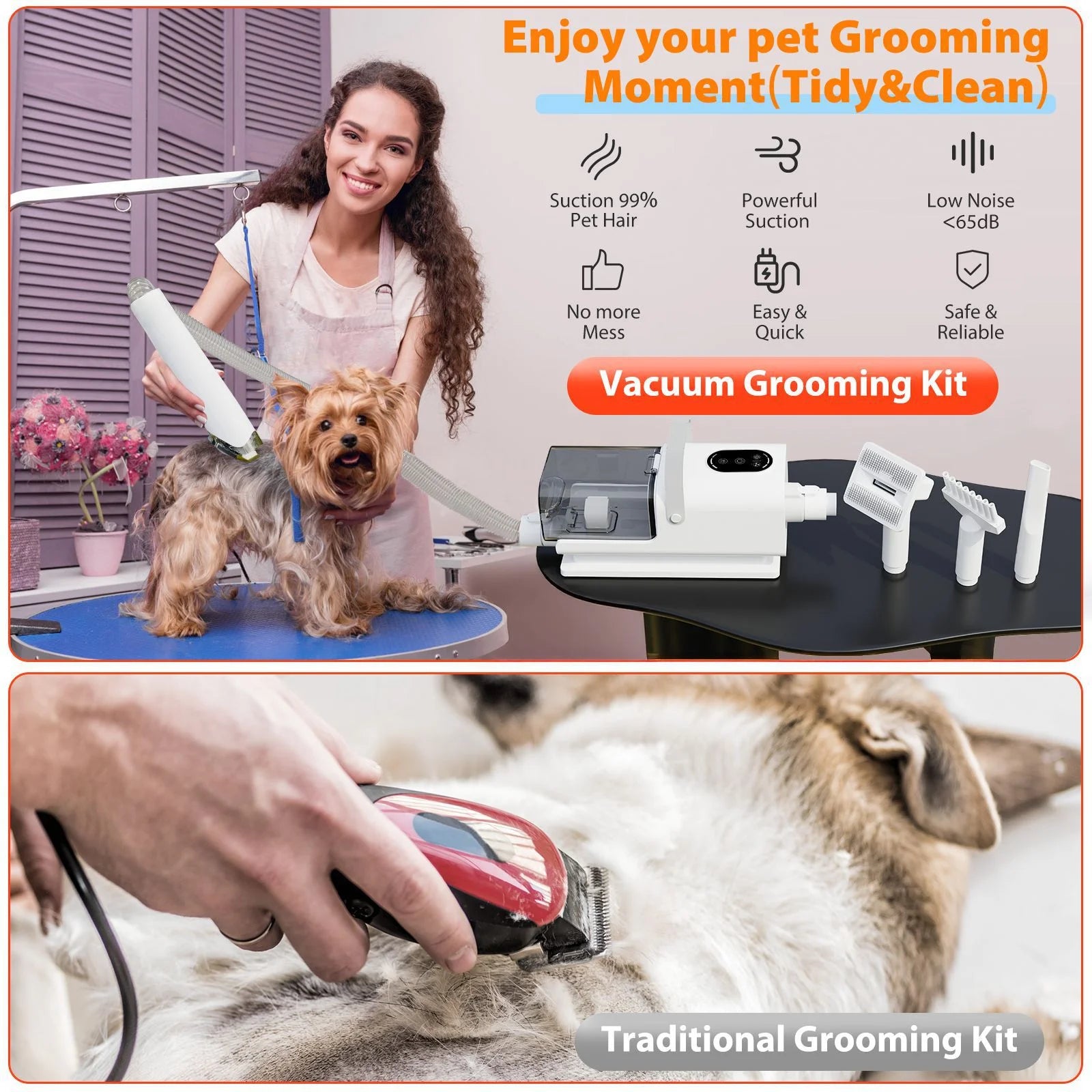 All-in-One Pet Grooming Vacuum Dryer Clipper Kit Professional Dog Cat Hair Vacuum Blower Trimmer Set Pet Hair trimmer with vacuum Blower professional dog grooming kit