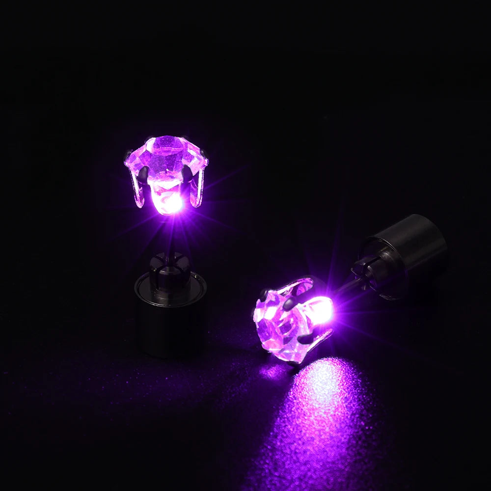 1/2Pcs LED Light Up Ear Stud Earrings Colorful Flashing Zircon Earring Stainless Steel Party Night Bling Ear Ring Studs Jewelry
