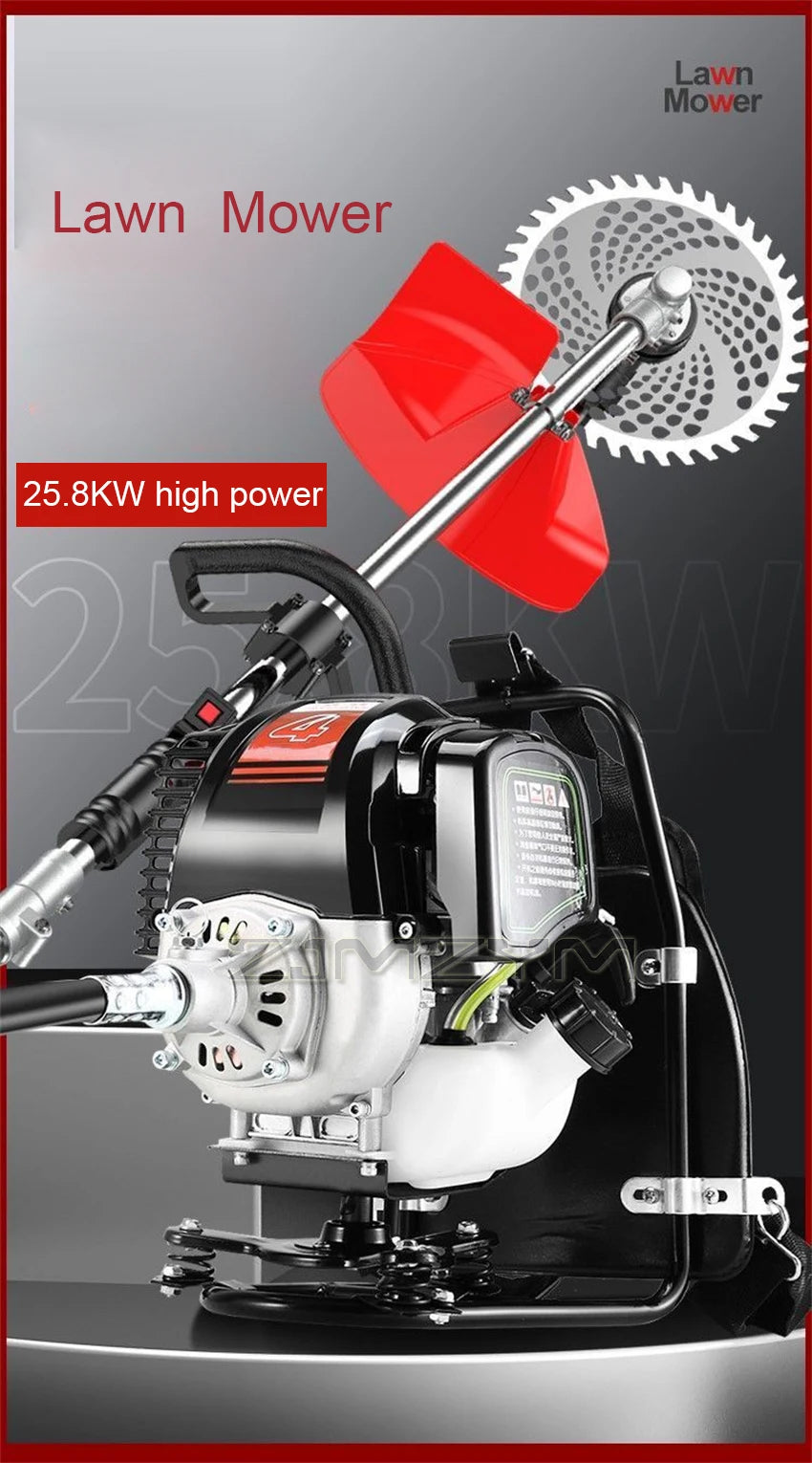 Four-stroke Backpack Lawn Mower Agricultural Grass Cutter Garden Tools High Power Engine Lawn Mower 0.9kw 7000r/min