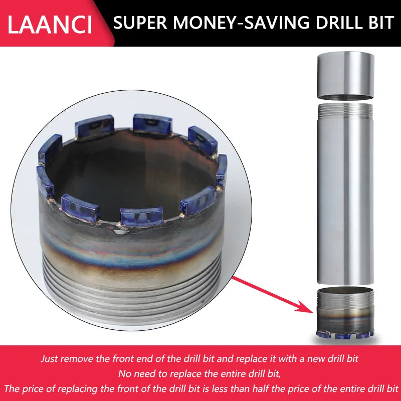 LAANCI Thread M22 1 1/4UNC Diamond Core Extended drill bit for Reinforced Concrete 25-400mm Total Length 420mm Punching Holes