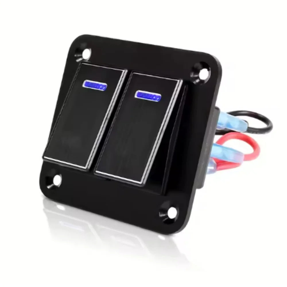 Durable metal 2-8Gang rocker switch panel with LED light, waterproof and overload protection for car card, vehicle and vessel