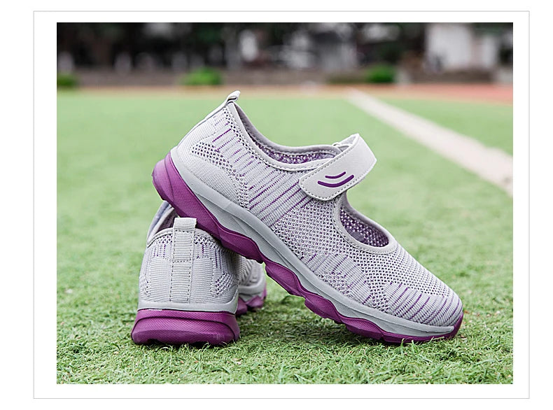 Women's Breathable Walking Shoes Ladies Fashion Mary Jane Sneakers Adjustable Working Nurse Shoes Lightweight Flats Roll