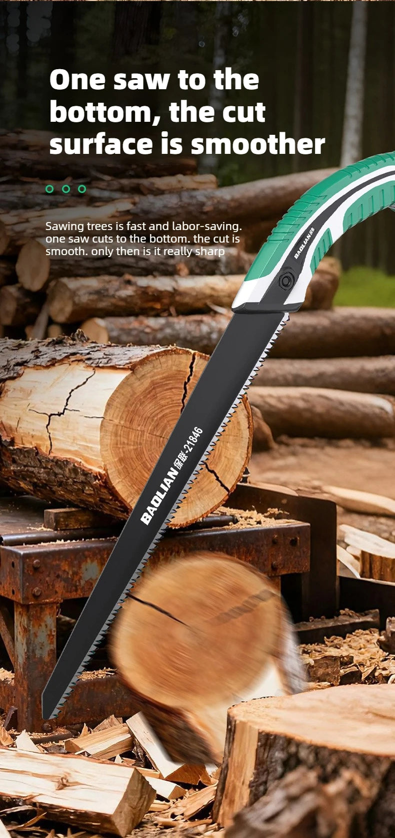 BAOLIAN SK5 High Hardness Steel Garden Logging Saw, Three Sided Grinding Teeth, PTFE Anti Rust Fast Cutting Saw