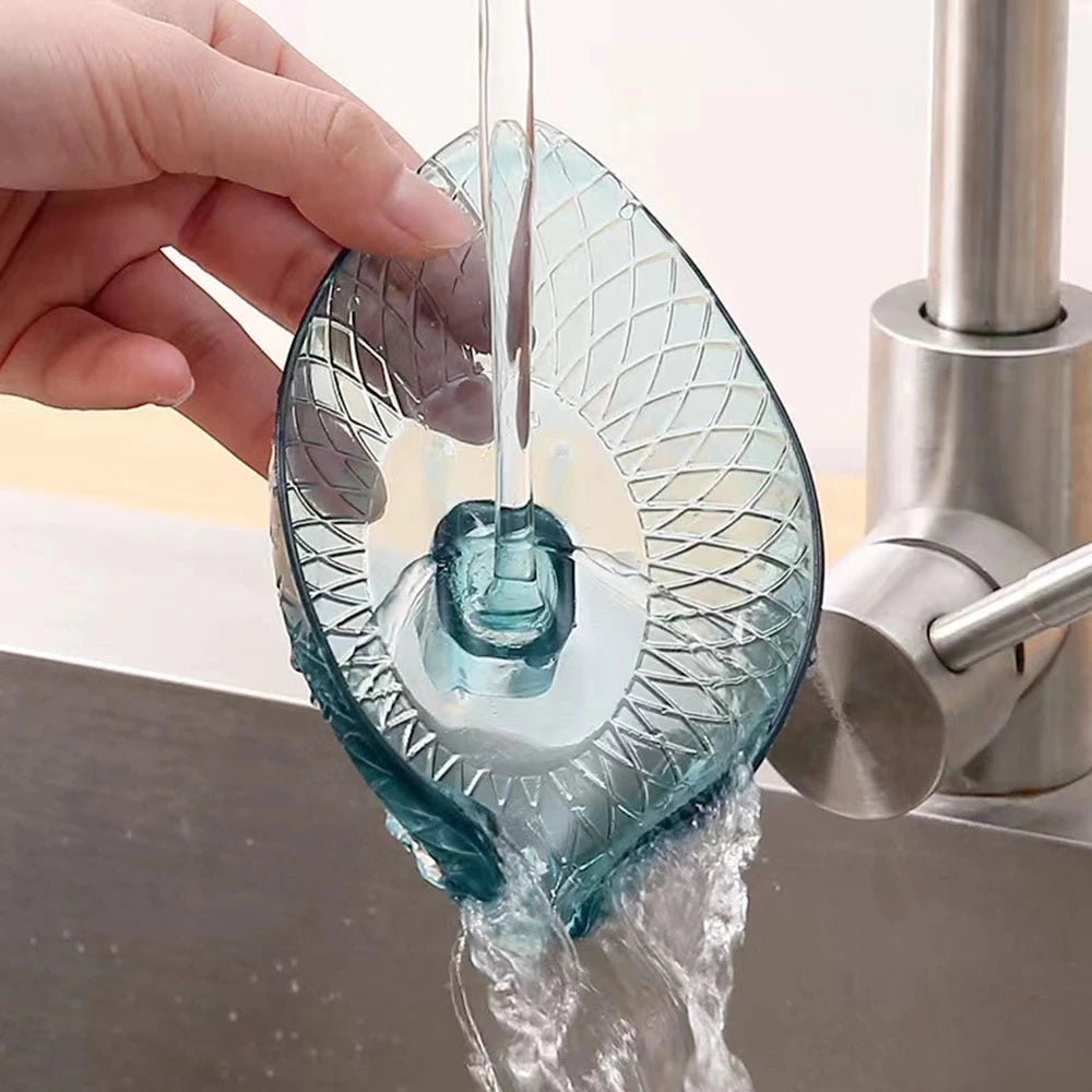 Boîte à Savon de Vidange Design Feuille avec Ventouse Porte-Savon Décoratif en Plastique Auto-Drainant Plateau de Savon Organisateur de Rangement pour Salle de Bain