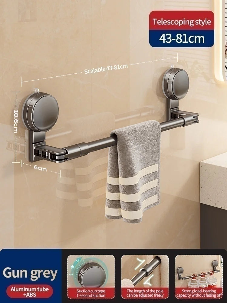 Porte-pantoufles extensible avec ventouse pour salle de bain, douche, tringle télescopique réglable sans perçage, tringle à serviettes, tringle de cuisine