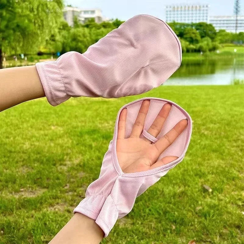 1set Driving Sun Protection Gloves Breathable Fabric Anti-slip Outdoor Cycling Resistant Short Gloves Outdoor hiking accessories
