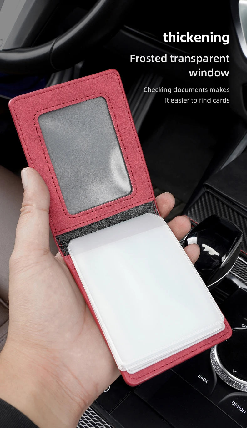 Driver License Holder Pu Leather on Cover Car Driving Documents Business Id Pass Certificate Folder Wallet for Tesla sticker