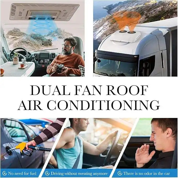 12V Truck RV Roof air Conditioner, Dual Fan/silent RV DC Air Conditioner Suit for Trucks, Campers, Buses, RVs, Trailers