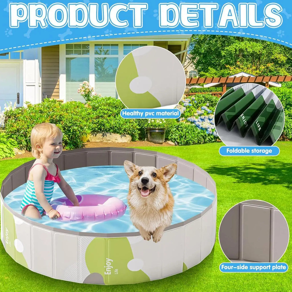 Foldable Dog Pool Folding Pet Pool PVC Foldable Stock Tank Non-Inflatable For Baby Bath Play Outdoor Indoor Camping Park
