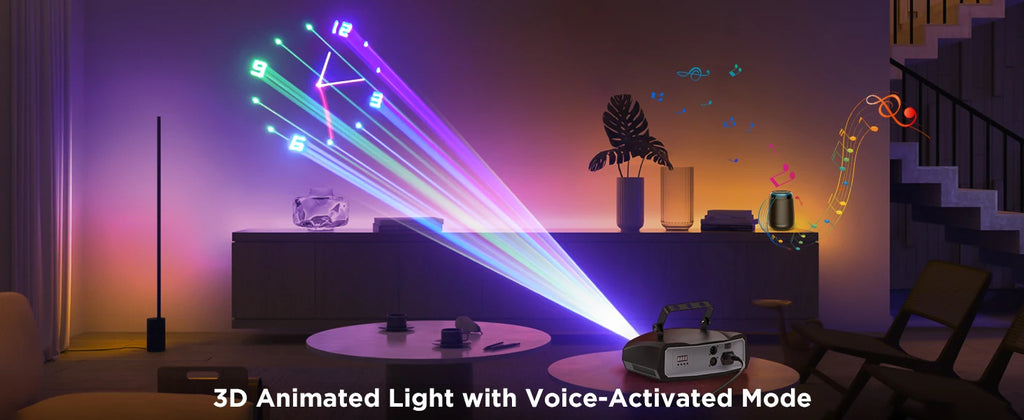 Somspot Full Color Laser Lights 3D Animation Laser Machine RGB Pattern Effect Lighting Projector for Wedding Party DJ Disco Club