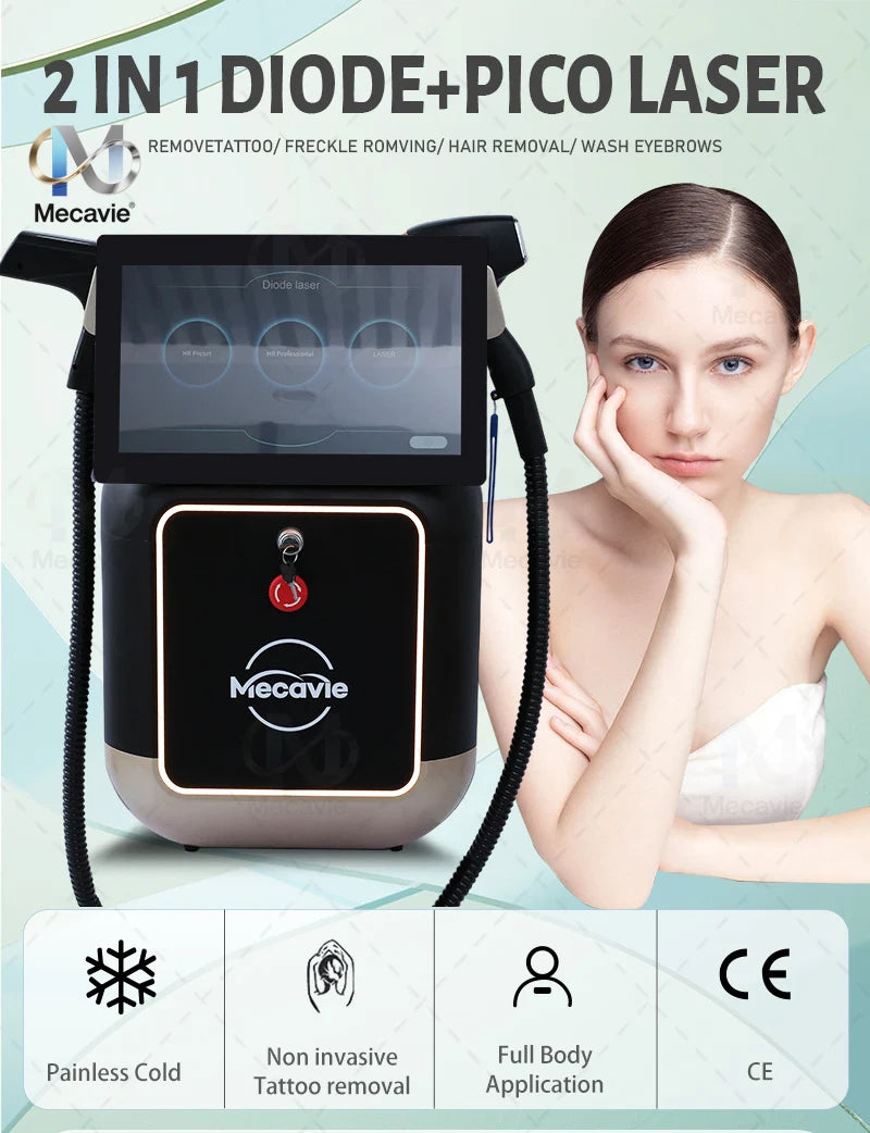 2026 Newest 2-in-1 Soprano 4000W 808nm Diode Laser Hair Removal Device 4-Wave Painless Permanent + Pico Tattoo Removal