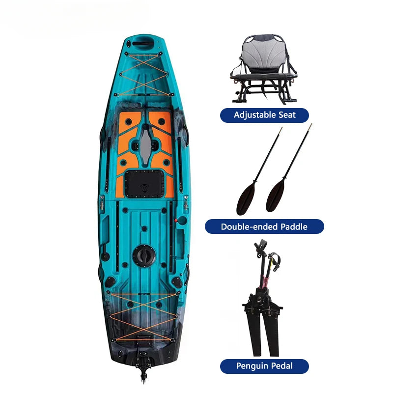 Modular Kayak LLDPE Fishing Boat Motorized Canoe Seat Paddle Rotomolded Portable Take Apart Raft Angling Drift Engine Water Gear