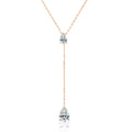 2-Stone Waterdrop Moissanite Pendant Necklace for Women 925 Silver 1.5cttw Y-Style Long Tassel Pear Cut Lab Diamond Neckchain