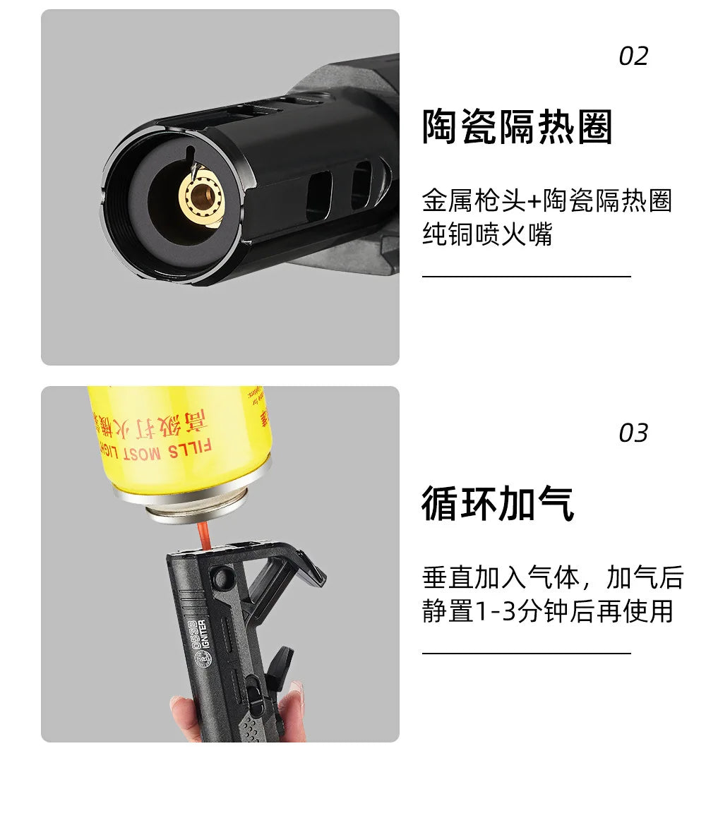 Outdoor Multifunctional High-temperature Spray Gun Lighter Windproof Inflatable Blue Flame Laser Bottle Opener Lighting Lighter