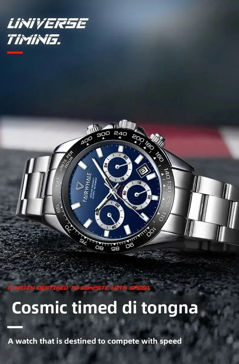 Fashion Men's Sport Quartz Watch | Luminous Chronograph 3-Eye Business Relogio Masculino | Waterproof Casual Wristwatch