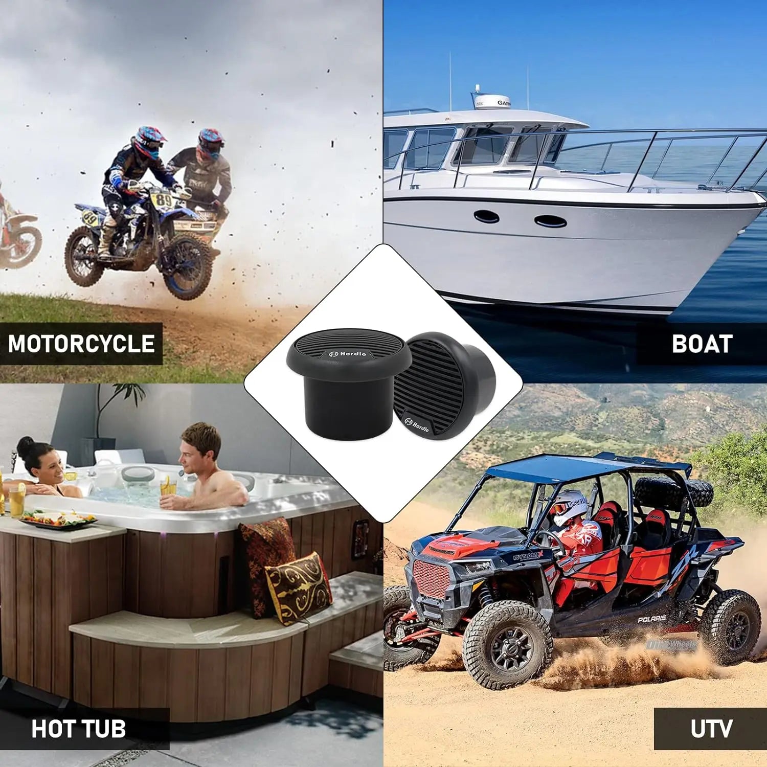Herdio 160W Bathroom Speaker Bluetooth Audio Amplifier IPX6 Waterproof In-Wall Audio for System Kitchen Sauna Shower Spa Home