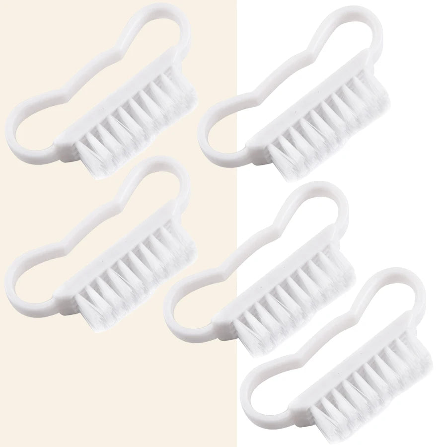 5Pcs Plastic Nail Brushes Hand Scrubbing Cleaning Brush Dust Cleaner Nail Art Manicure Soft Remover Tools