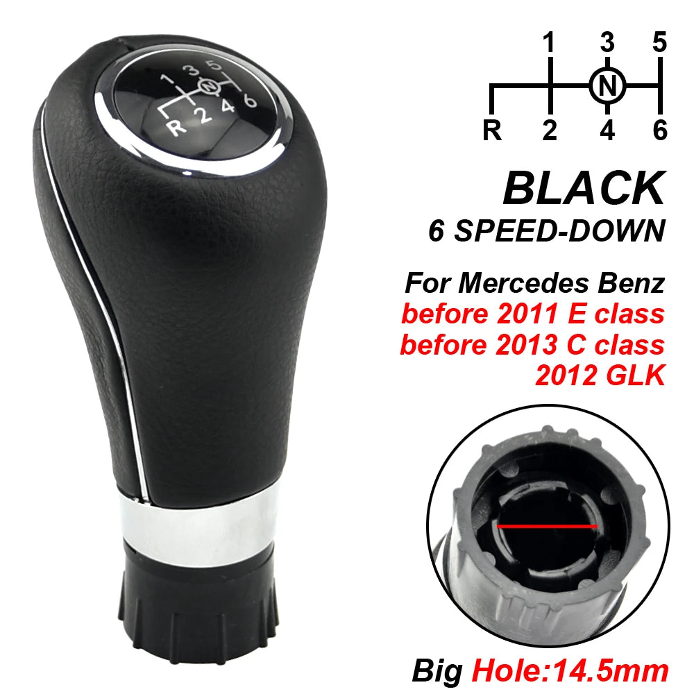 Auto Parts 5/6 Speed Gear Shift Knob With PU Leather Boot For Mercedes Benz W204 C204 C63 C300 C250 W207 A207 W212 2007-2013