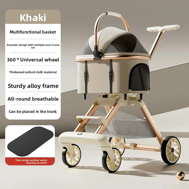 Luxury Lightweight Pet Stroller Foldable Detachable Carrier for Small Dogs Cats Cat Dog Strollers Pet Products