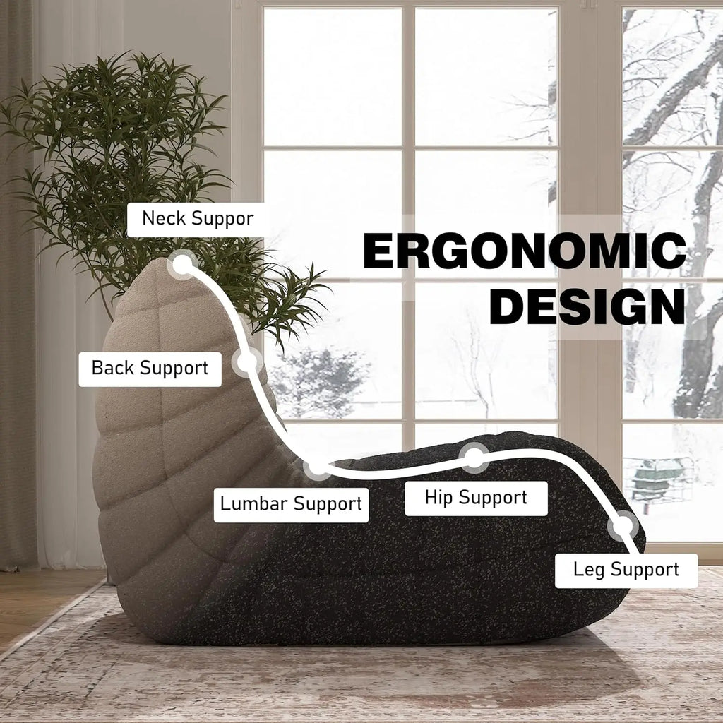 DIGGERA Single Lazy Sofas Chair Togo Sofa Couch Memory Foam Bean Bag Chair For Living Room Bedroom Fireside Chairs
