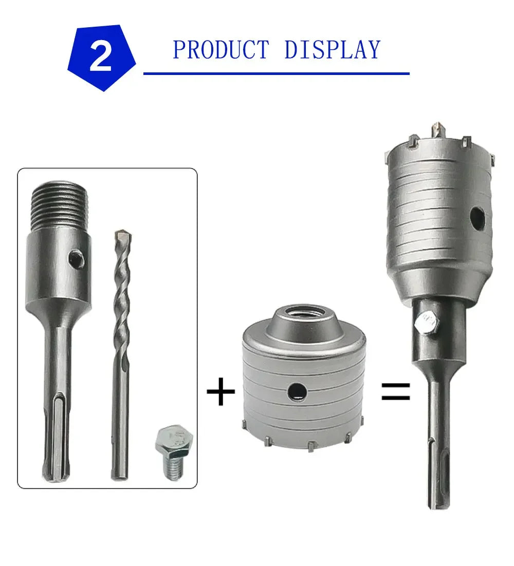 SDS Concrete Hole Saw 30-160mm Electric Hollow Core Drill Bit Shank 110-530mm Core Drill Bit Cement Stone Wall Drilling Tool