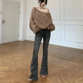 Pantalon évasé taille basse pour femme, jean skinny pour femme, coupe ajustée, évasé, ample, élégant, pantalon d'été A