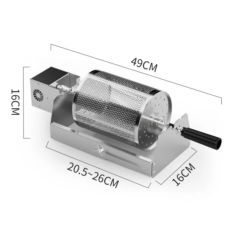 360° Automatically Rotate BBQ Rolling Barbecue Cage Stainless Steel Smoked Round Grill Basket for Grilled Chicken Rotisserie