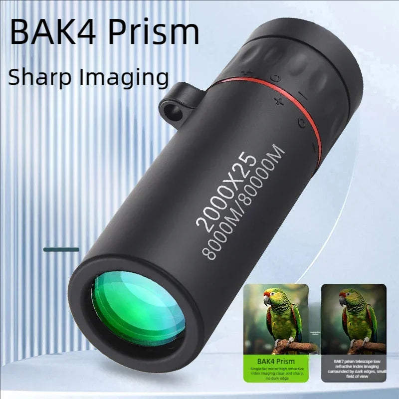 2000x25 HD Monocular Telescope Mini Portable Mobile Phone Telescope with Holder Outdoor Camping Hunting Birdwatching Telescopes