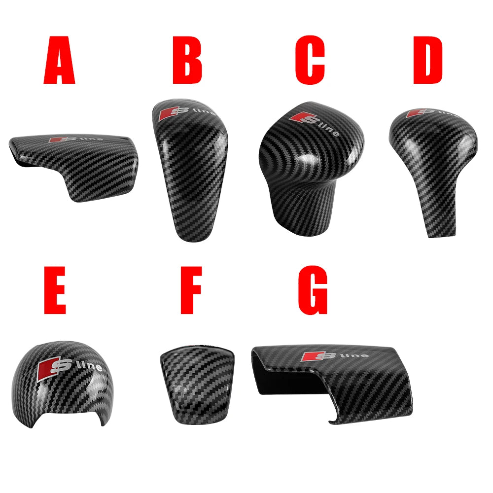 Carbon Fiber Car Gear Shift Lever Knob Cover Sticker Decoration Accessories For AUDI Sline S6 S7 A3 A4 A5 A6 A7 A8 Q2 Q3 Q5 Q7